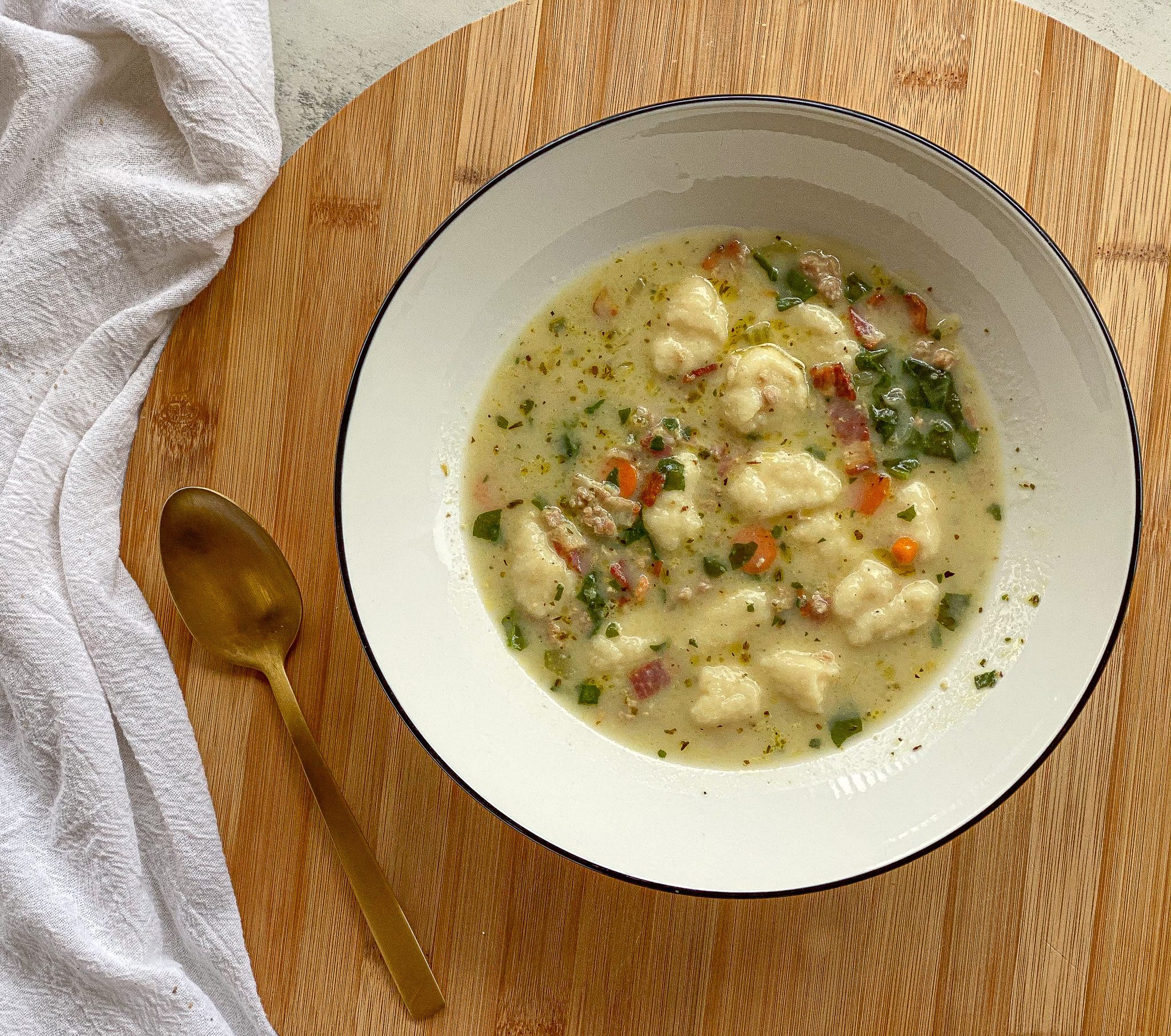 sausage gnocchi soup - lizasfarmhouse.com