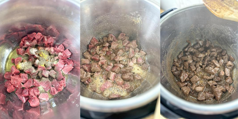 beef tips sauteing in the instant pot