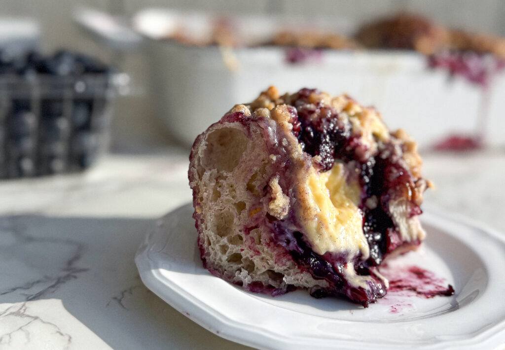Blueberry Sourdough Focaccia Danish with Cream Cheese